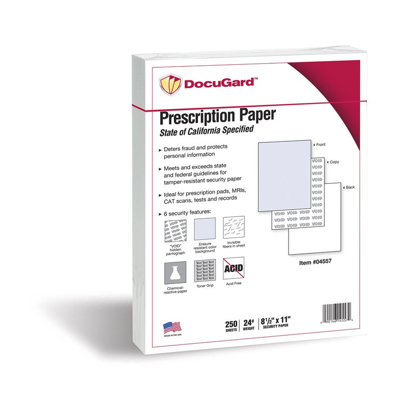 DocuGard California State Medical Security Paper  6 Features  8.5 x 11  24 lb  250 Sheets (04557) - Image 1